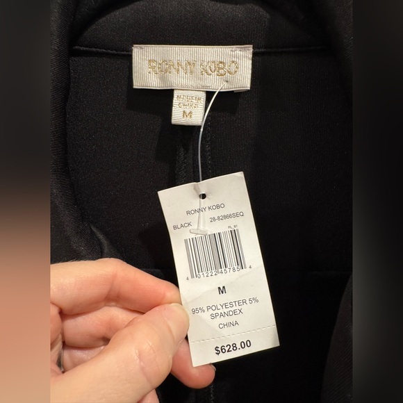 NWT Ronny Kobo black Maxwell satin sequin mini dress - Picture 5 of 9